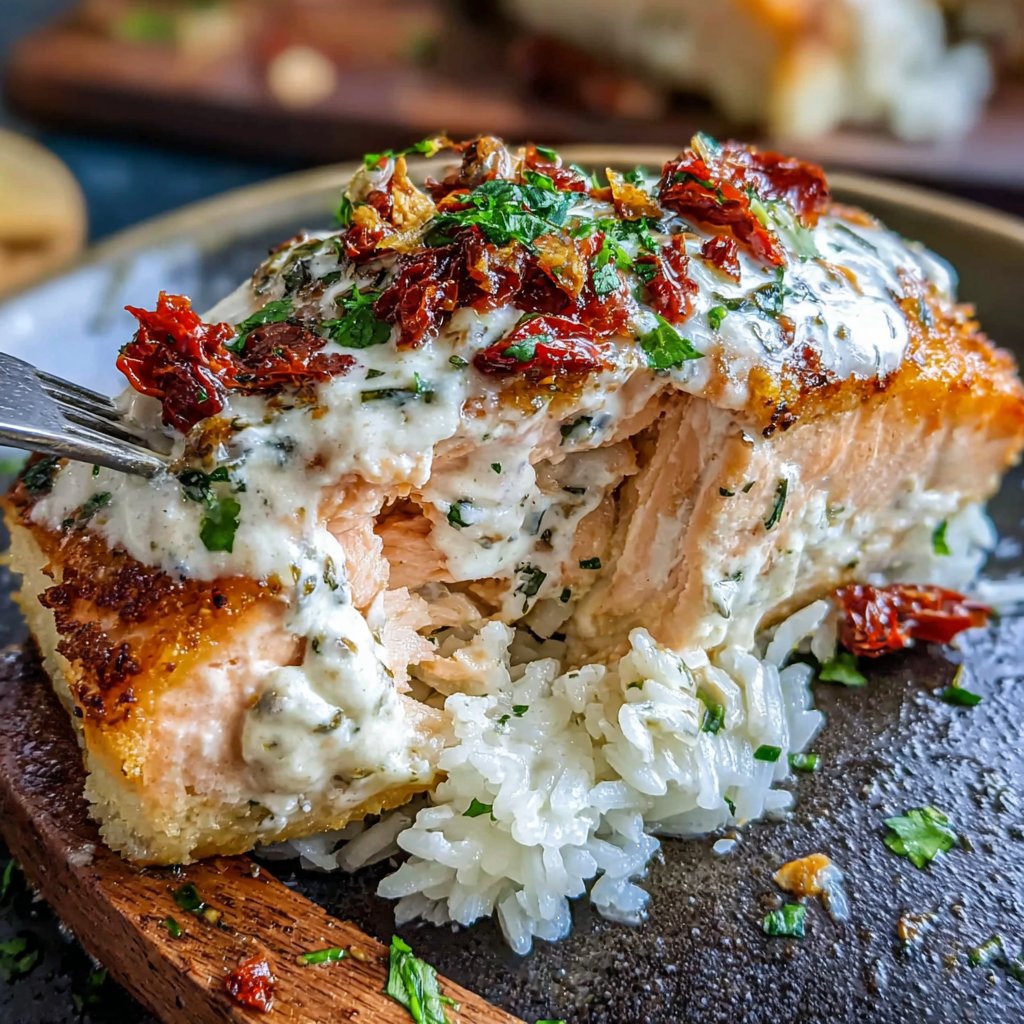 Creamy Tuscan Salmon With Rice