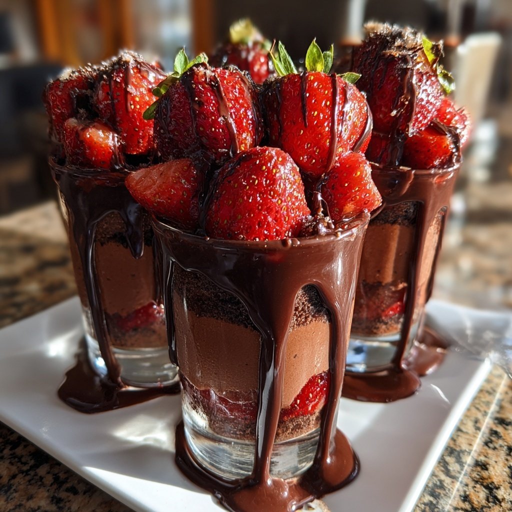 Chocolate Strawberry Dessert Glasses