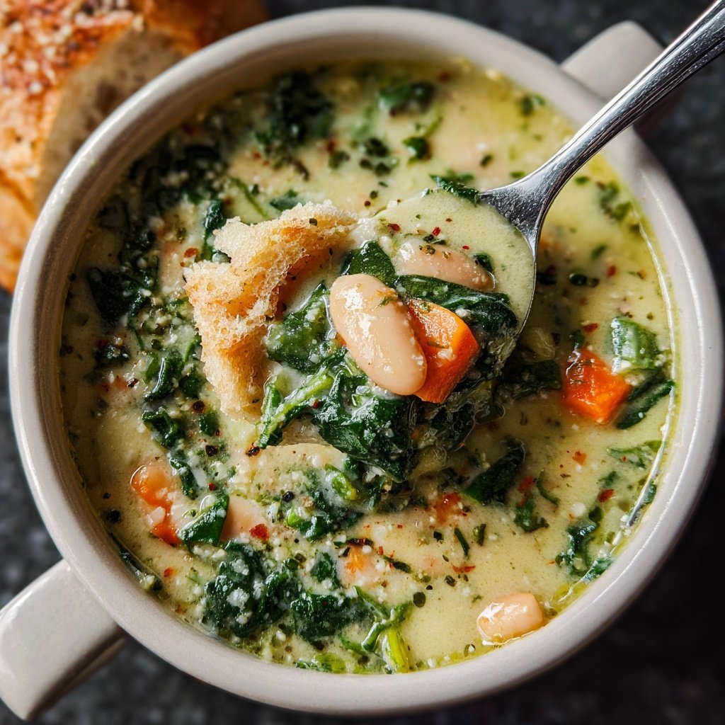 Creamy Spinach White Bean Soup