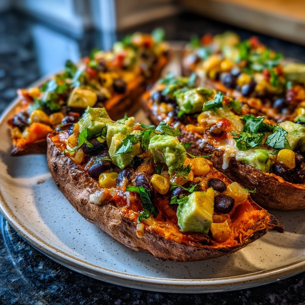 Baked Sweet Potato Veggie Boats