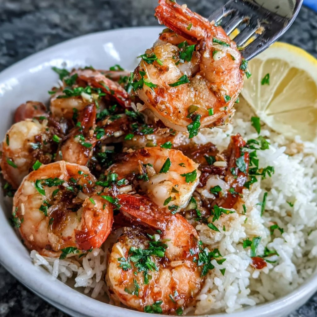 Lemon Garlic Shrimp With Rice