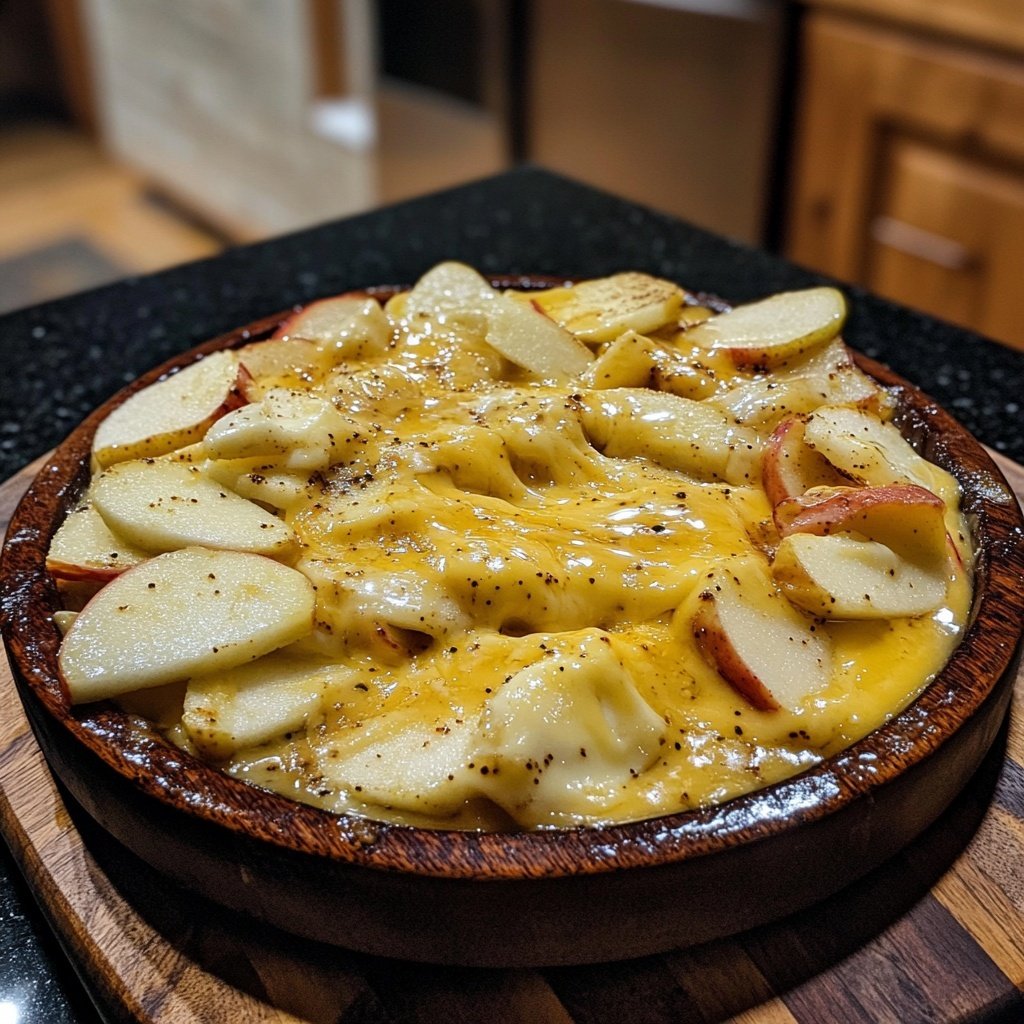 Fondue with Cheddar and Apple